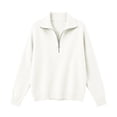 thumbnail image 5 of AVRNLIQ Womens Ribbed Knit Oversized Quarter Zip Pullover Sweater, White, Relaxed Fit,Size XL, 5 of 5