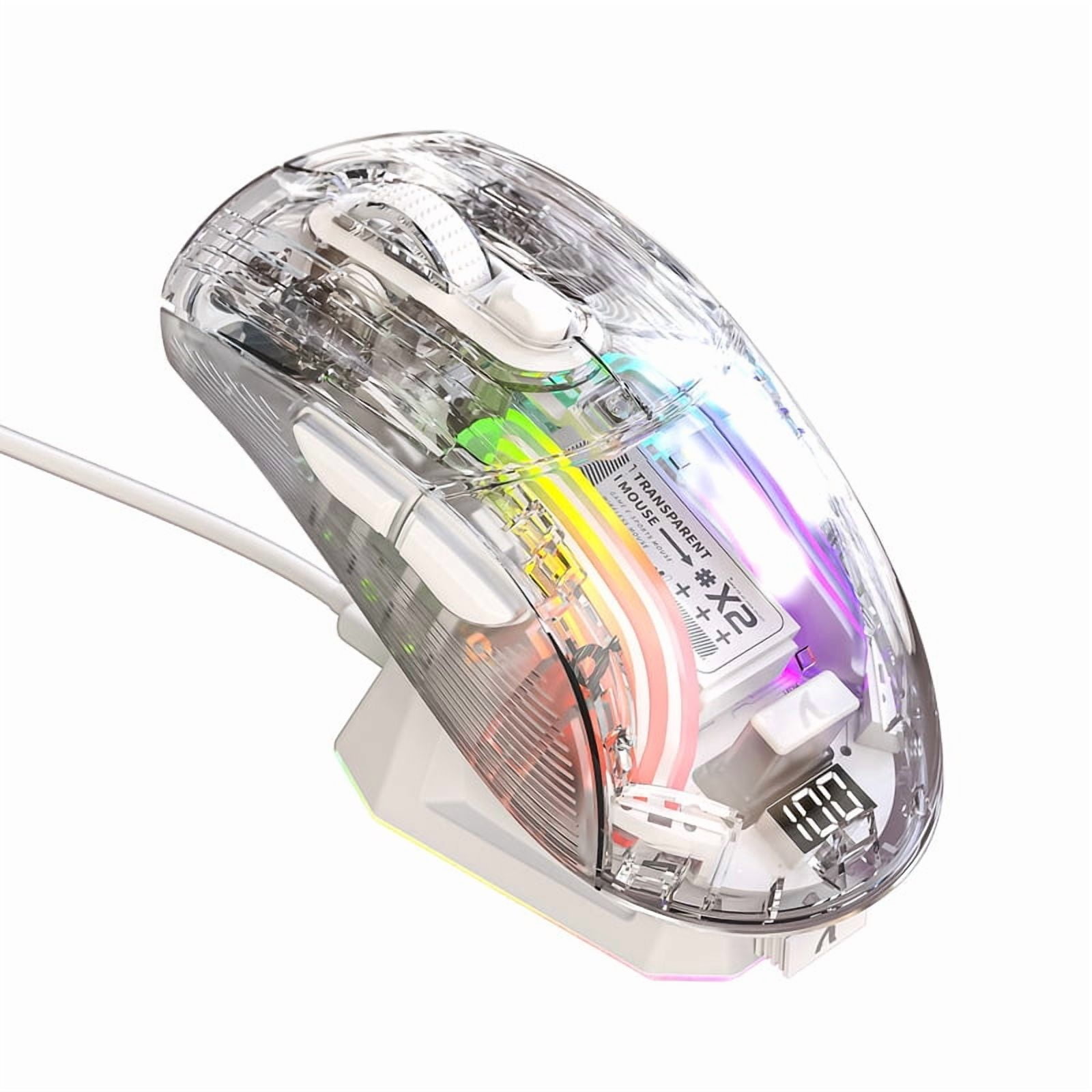 ATTACK SHARK X2PRO RGB Transparent Wireless Mouse with Magnetic Charging Dock Tri-mode Bluetooth 2.4G/USB/Connection Mouse