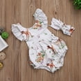 thumbnail image 2 of Franhais Baby Suit Girls Cartoon Elk Print Rompers Ruffled Sleeveless Skirt Jumpsuit + Bow Headband, 2 of 6