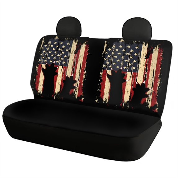 Uourmeti US Flag Silhouette Car Decor Accessories 3 Pack, Seat Protection Cover Polyester Anti-Slip Easy Installation for Cars Trucks Station Wagon
