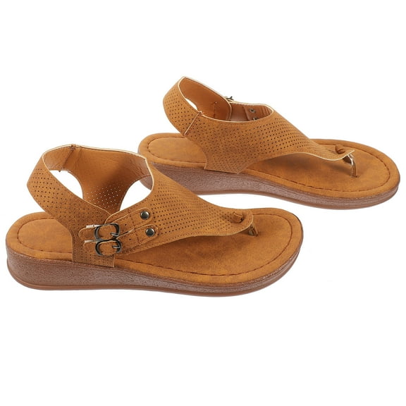 OUNONA  Womens Summer Slippers Heel Sandal Women's PU Sandals Clip Toe Miss