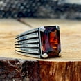 thumbnail image 2 of Silver Ruby Stone Ring , Man Handmade Silver Ring , Minimal Ruby Ring , Father Day Gift , Ottoman Style Ring , 925k Sterling Silver Ring, 2 of 3