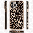 thumbnail image 4 of Funda para iPhone 13 Pro Max con revestimiento de leopardo, elegante y de lujo, con protector de cámara, suave, a prueba de golpes, con esquinas traseras protectoras, color negro, 4 of 8