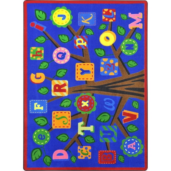 Joy Carpets Kid Essentials Alphabet Leaves 10'9" x 13'2" Area Rug in Color Bold