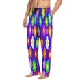 thumbnail image 5 of Colorful Flower Pattern Men's Lightweight Pajama Bottoms Stretch Elastic Waist Side Pockets Spring Fall, 5 of 7