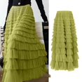thumbnail image 1 of Falda plisada de tul con volantes multicapa para mujer, de cintura alta maxifalda mullida, vestido de pastel de hadas, Falda larga de tutú para fiesta, verano y primavera, 1 of 5