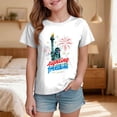 thumbnail image 2 of Duqingm Kids Patriotic Shirt 250 Anniversary USA Shirt for Girls 250 America Shirt Short Sleeve Patriotic Flag Print Cute Tops 1776-2026 Tshirt Kids White,9-10 Years, 2 of 5