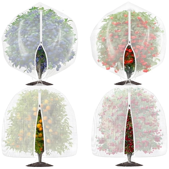 KORALAKIRI 4pack Garden Mesh Netting with Zipper, 5ft x 4ft Plants Tree Bush Netting Protection from Birds, Bugs, Cicadas, and Insects Pest Barrier Bag