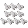 thumbnail image 1 of Conectores de aire Push to Connect 1/2"x3/8"x3/8" tipo Y, adaptadores rápidos de línea de aire, 10 piezas, tono blanco y plateado, 1 of 7