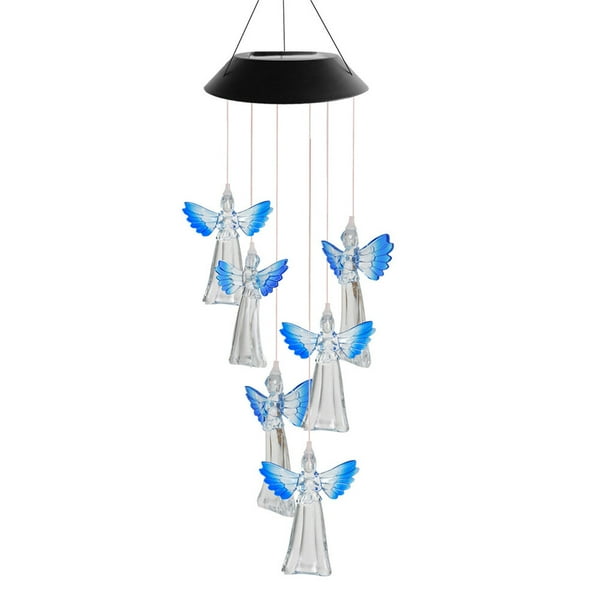 Yuarrent Carillón de viento con luz, bola de cristal, colibrí, mariposa, carillón de viento, luz que cambia de color, energía Solar, Jardín y Patio Winkel