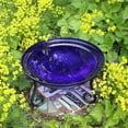 thumbnail image 4 of Achla Designs Hand Blown Crackle Glass Garden Birdbath with Stand, Cobalt, 4 of 6