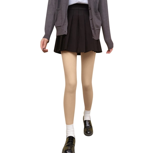 Gibobby leggings afelpados niña Medias dobles de primavera y otoño para mujer, medias finas de color carne, Otoño e Invierno, talla grande, con mallas de terciopelo(Beige,Talla única)