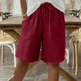 thumbnail image 4 of Diufon Beach Shorts for Women Elastic Waist Drawstring Loose Wide Leg Shorts Knee Length Summer Casual Clothes, 4 of 9