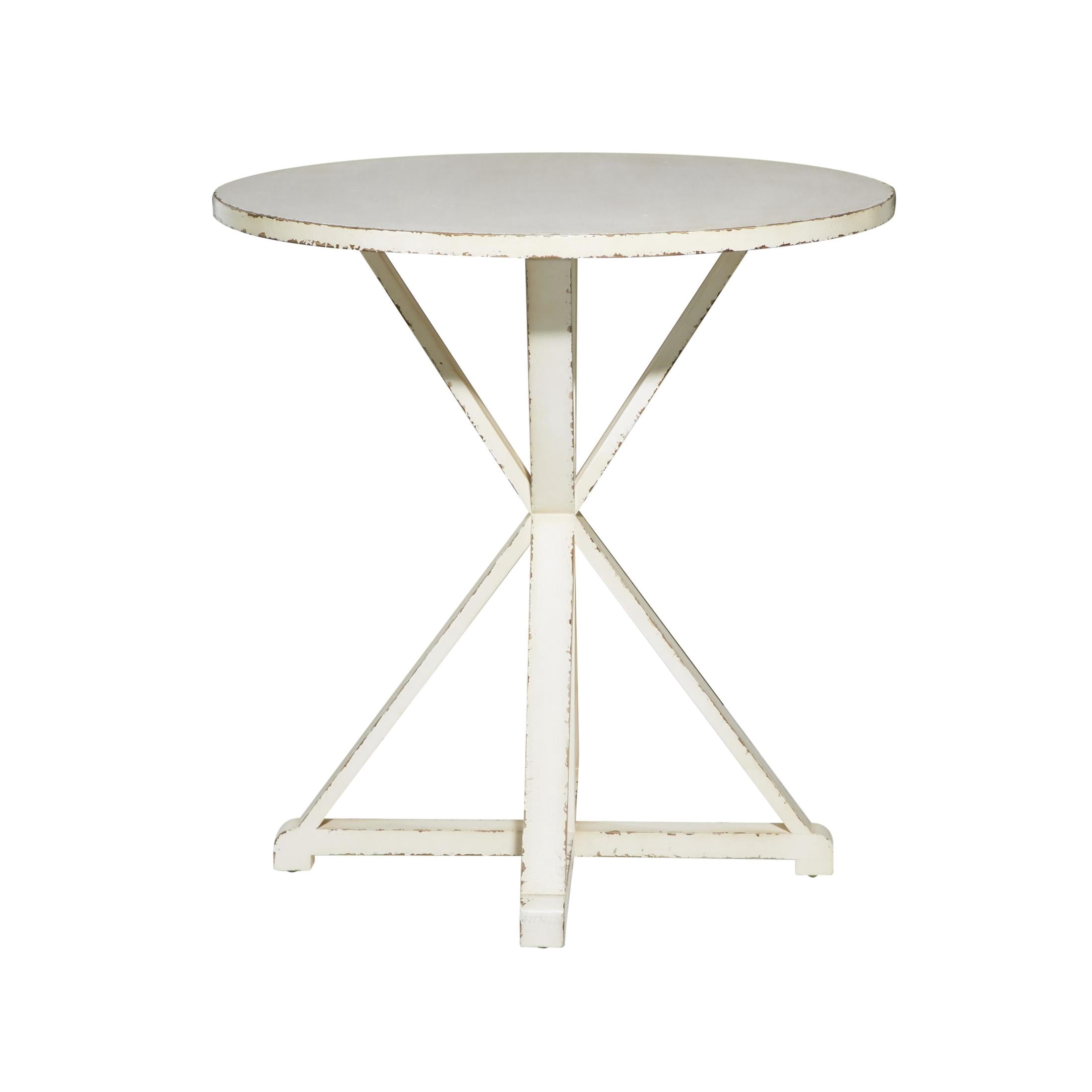 DecMode 29" x 31" White Wood Accent Table with X Shaped Legs, 1-Piece