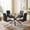 Table with 4 Black Chairs, variant on Sumdeal 5-Piece Round Glass Dining Table Set with 4 White PU High-Back Chairs