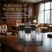 4 Pack Vertical Striped Glass Perfume Spray Bottles, Refillable Empty Fine Mist Perfume Spray Bottles with Funnel Tool, Portable Travel Cosmetic Atomizer for Fragrance Makeup Essential Oil Storage