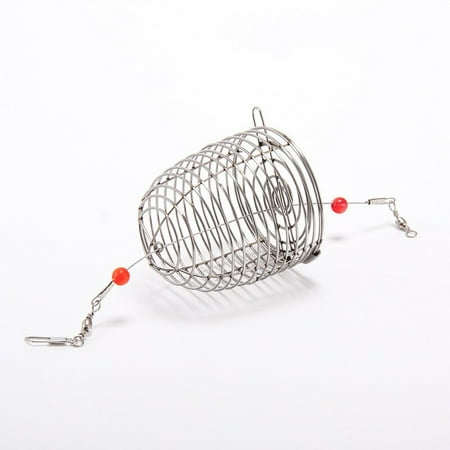 Stainless Steel Wire Fishing Lure Cage Small Bait Cage Fishing Trap Round Bottom Basket Feeder Holder Fishing Tackle 1 PCS