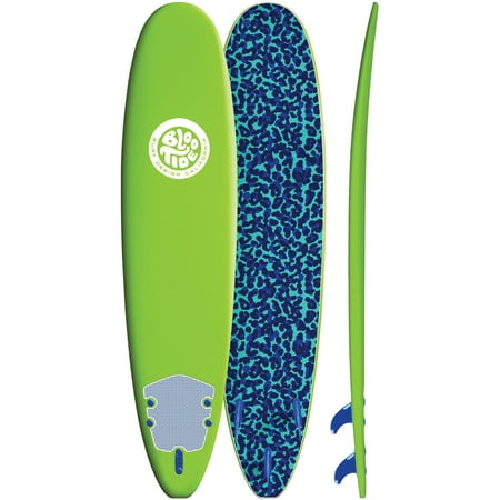 Bloo Tide 8' Blue & Green Soft Top Surfboard, Fins & Leash (Best Single Fin Surfboard)