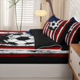 thumbnail image 5 of Manfei Soccer Sports Zipper Twin Comforter Sets with Fitted Sheet and 2 Pillowcases,Vintage Us Flag Zipper Bedding Set,Red White,Black Reversible,4pcs, 5 of 8