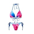 thumbnail image 3 of Blmnix Swimming Suits for Women 3 Piece Swimsuits Swim Skirts Swimming Suit Halter Blue Sexy Swimsuits for Women,L, 3 of 4