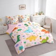 thumbnail image 3 of Homewish Kawaii Dinosaur Animal Twin Bedding Sets 7-Piece, Cartoon Style Bedding Comforter Set, Teens Kids Boys Girls Reversible Sheet Sets, Microfiber Bedroom Decor, 3 of 7