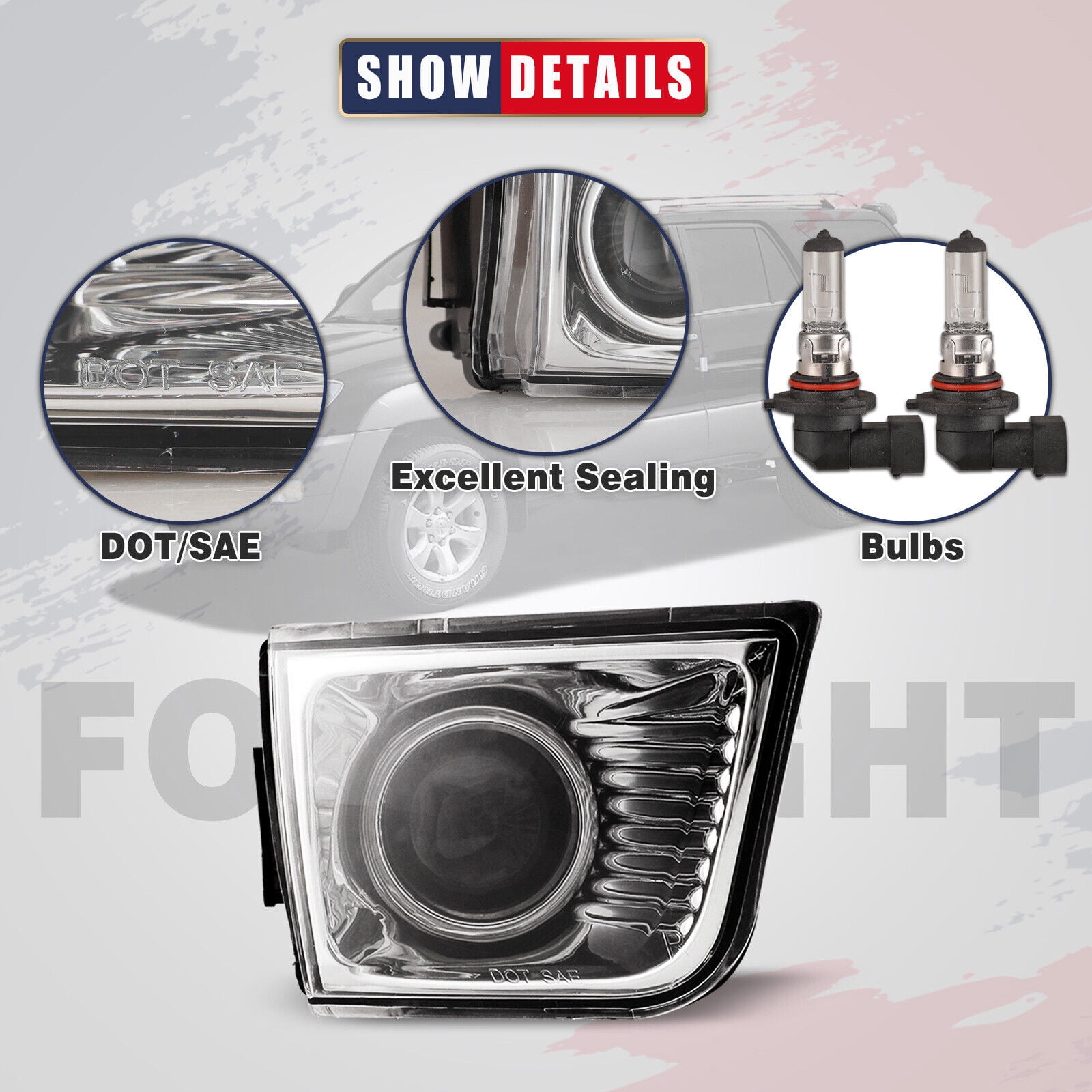 Winjet OEM Series For 2003-2005 Toyota 4Runner Driving Projector Fog Lights