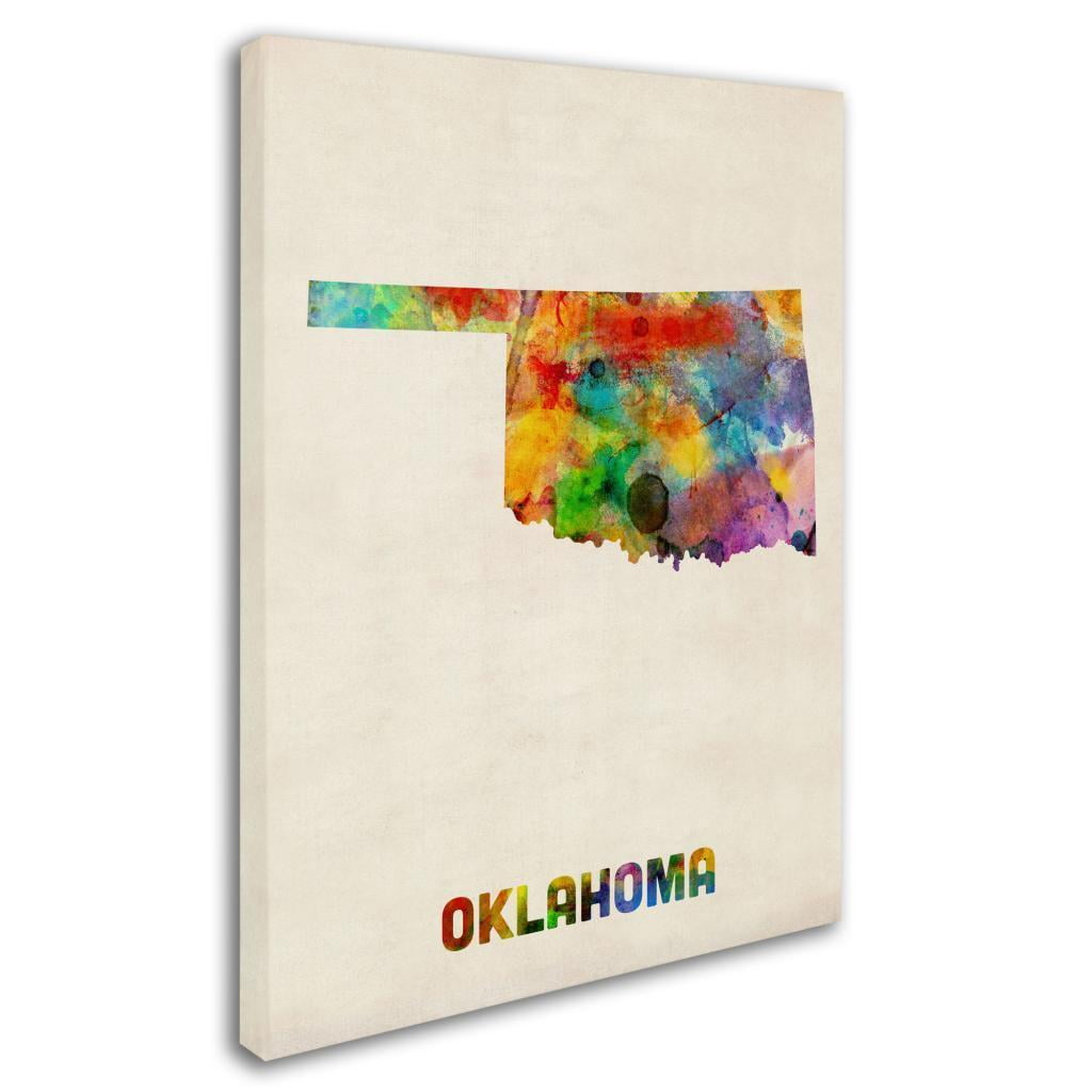 Trademark Fine Art "Oklahoma Map" Canvas Wall Art by Michael Tompsett