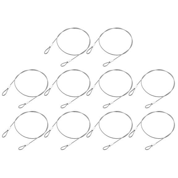 Uxcell 10Pack Lanyard Cable, 50cmx1.5mm Stainless Steel Vinyl Coated Wire Cable with Loops Security Steel Cable, Silver