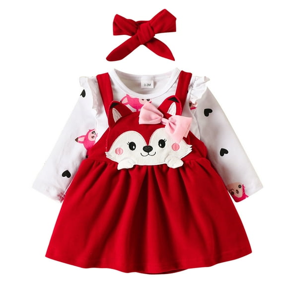 2025 Puawkoer Girl's Clothes 1PC romper + 1PC suspender skirt + 1PC headband Summer Baby Easter Baby Girl Outfit Baby Girl Clothes Summer Spearmint Baby Girl Dresses Infant Toddler Girls Long Sleeve
