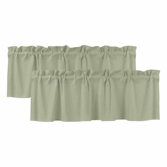 2 Pack Sage Green Valance for Window Solid Color Kitchen Valance Rod Pocket Short Curtain Topper Decorative Window Treatment for Living Room Bedroom 60"x18"