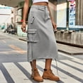 thumbnail image 4 of Sngxgn Women's Elastic Waist Stretch Bodycon Midi Pencil Skirt(Grey,M), 4 of 6