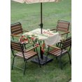thumbnail image 3 of Outdoor Tablecloth with Umbrella Hole and Zipper, Merry Christmas Square Table Cloth 60x60 Inch Waterproof Tablecloth, Holly Leaves Red Berries Xmas Pine Needles Picnic Table Cover for Patio Camping, 3 of 7