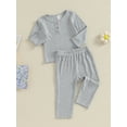 thumbnail image 3 of Bagilaanoe 2pcs Baby Boys Girls Clothing Sets Toddler Long Sleeve Ribbed Tops + Pants 3M 6M 12M 18M 24M 3T Kids Fall Casual Outfits, 3 of 9
