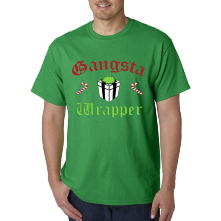 Best Unisex Gifts For Christmas Trendy USA 588 - Unisex T-Shirt GANGSTA WRAPPER - CANDY CANES & GIFT WRAPPED CHRISTMAS 3XL Kelly Green ()