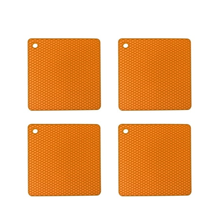 

4pcs For Pans Food Grade Non Slip Silicone Placemat Square Honeycomb Design Soft