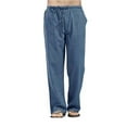 thumbnail image 1 of Pantalon large à taille élastique pour hommes Poches solides Pantalon à cordon de serrage Bas de salon, 1 of 1