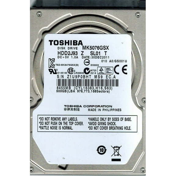 Toshiba MK5076GSX HDD2J93 Z SL01 T 500GB PHILIPPINES