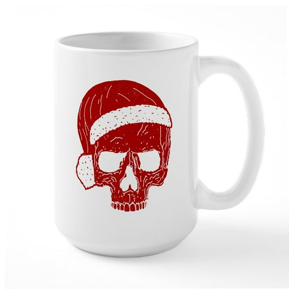 CafePress - Santa Skull - 15 oz Ceramic Large White Novelty Mug