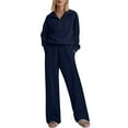 thumbnail image 2 of tarylea Two Piece Lounge Tracksuits for Women Long Sleeve 1/4 Zip Turn down Collar Pullover Straight Leg Pants Casual Loose Fall Comfy Outfits, 2 of 7