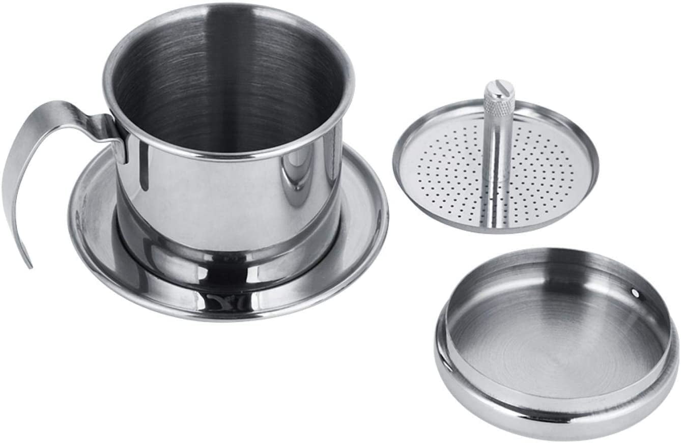 ABCISI Coffee Maker Pot, Stainless Steel Vietnamese Coffee Drip Filter Maker, Single Cup Coffee Drip Brewer, Portable for Home Kitchen Office Outdoor Use, Best Gift Choice for Baristas Coffee