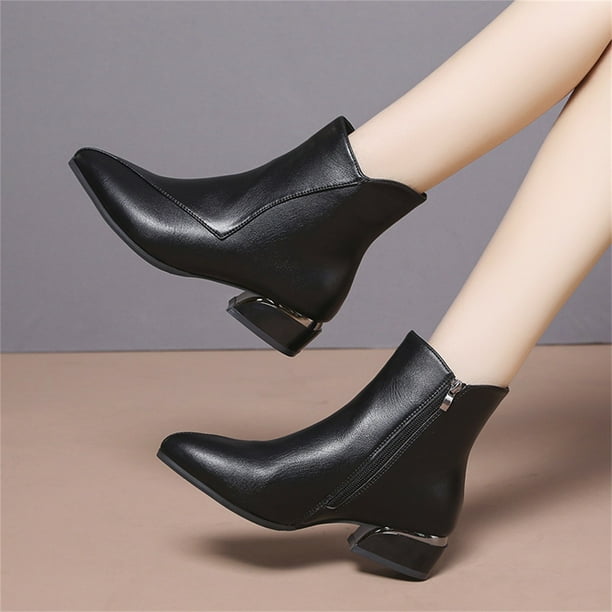 Tacón Bajo Botas Invierno Mujer Tacon Tacon Ancho Zapatos Negros