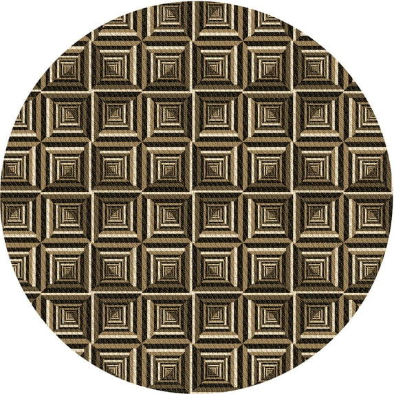 Ahgly Company Indoor Round Patterned Peru Brown Area Rugs, 7' Round