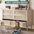 thumbnail image 6 of BouPower 6 Drawer Dresser for Bedroom, 47.2"W Natural Rattan Dresser with Gold Metal Handles, Farmhouse Chest of Drawer with 5 Strong Legs for Living Room, Hallway, Entryway, Oak, 6 of 8