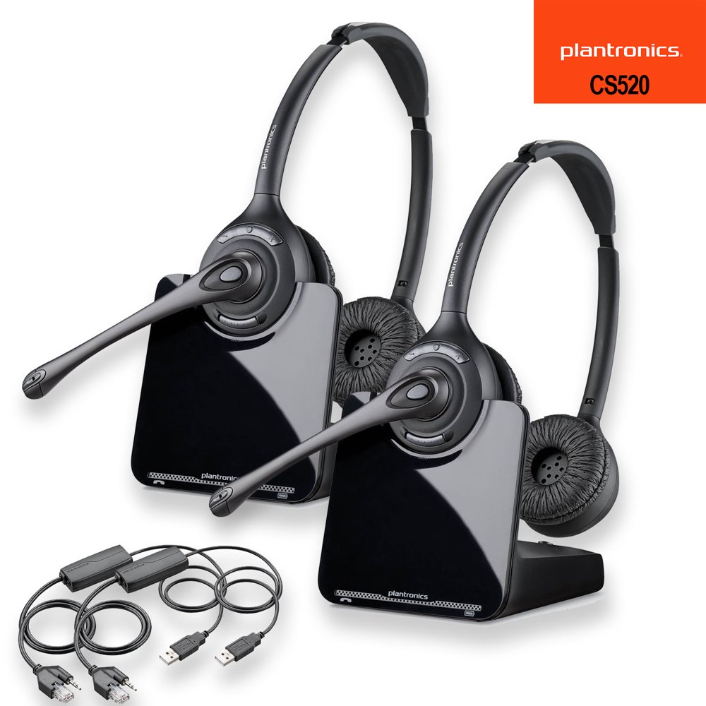 Plantronics CS520 Wireless Headset System + APU72 Hook Switch Cable