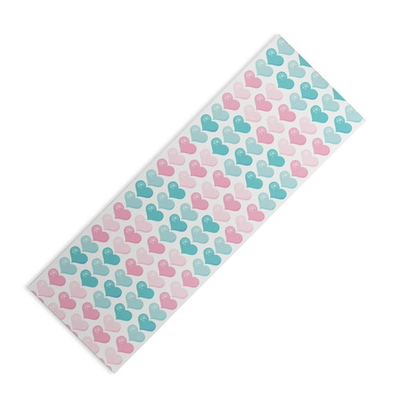 Society6 Avenie Pink and Blue Hearts (6mm) 24" x 70" Yoga Mat