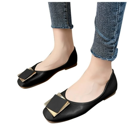 

Cathalem Womens Casual Shoe Casual Fashion Shoes Women s Shoe Soft Buckle Flat Bottom Shoes Women s casual shoes Shoes Black 7.5