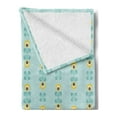 thumbnail image 2 of Floral Soft Flannel Fleece Throw Blanket, Pattern with Abstract Scandinavian Style Geometric Flowers, Cozy Plush for Indoor and Outdoor Use, 70" x 90", Pale Blue Yellow, by Ambesonne, 2 of 5