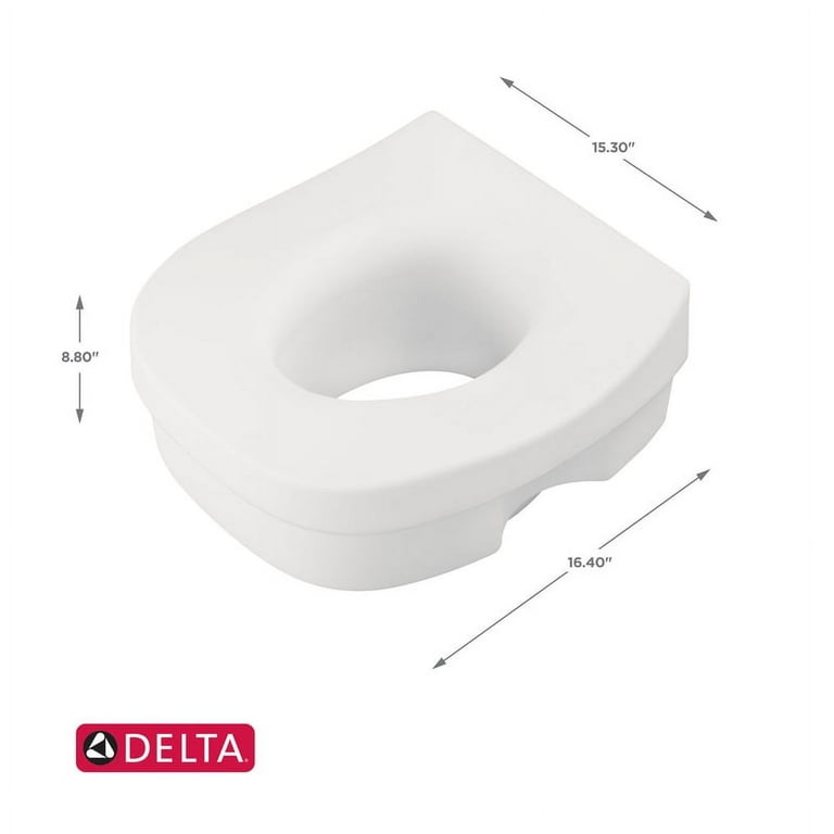 HealthSmart Raised Toilet Seat Riser That Fits Most Standard Bowls for Enhanced Comfort and Elevation with Slip Resistant Pads, 15X15X5