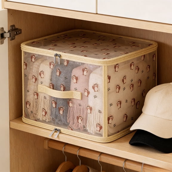 Cherries Pattern Foldable Clothes Storage Box – 15.74x11.81x9.84in Large Capacity Fabric Organizer for Closets/Wardrobes, Stores Sweaters/Blankets/Pants, 5-Size Option Bedroom Storage Bin