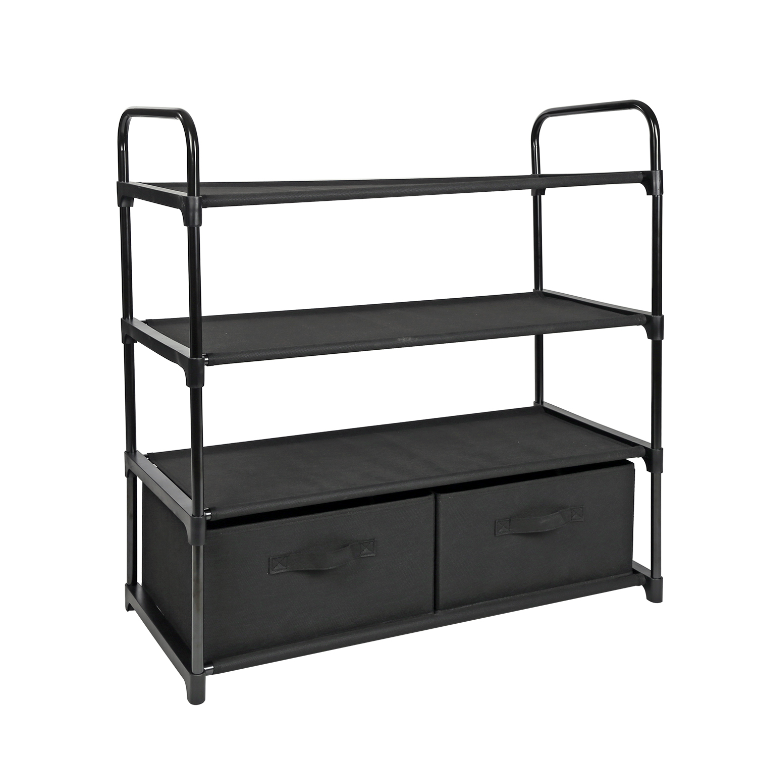 Mainstays 4-Shelf Closet Organizer with Fabric Bins, Black photo 1